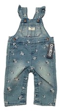 NWT OshKosh B  Gosh Baby Girls Denim Overalls Size 6 Months Flowers Read