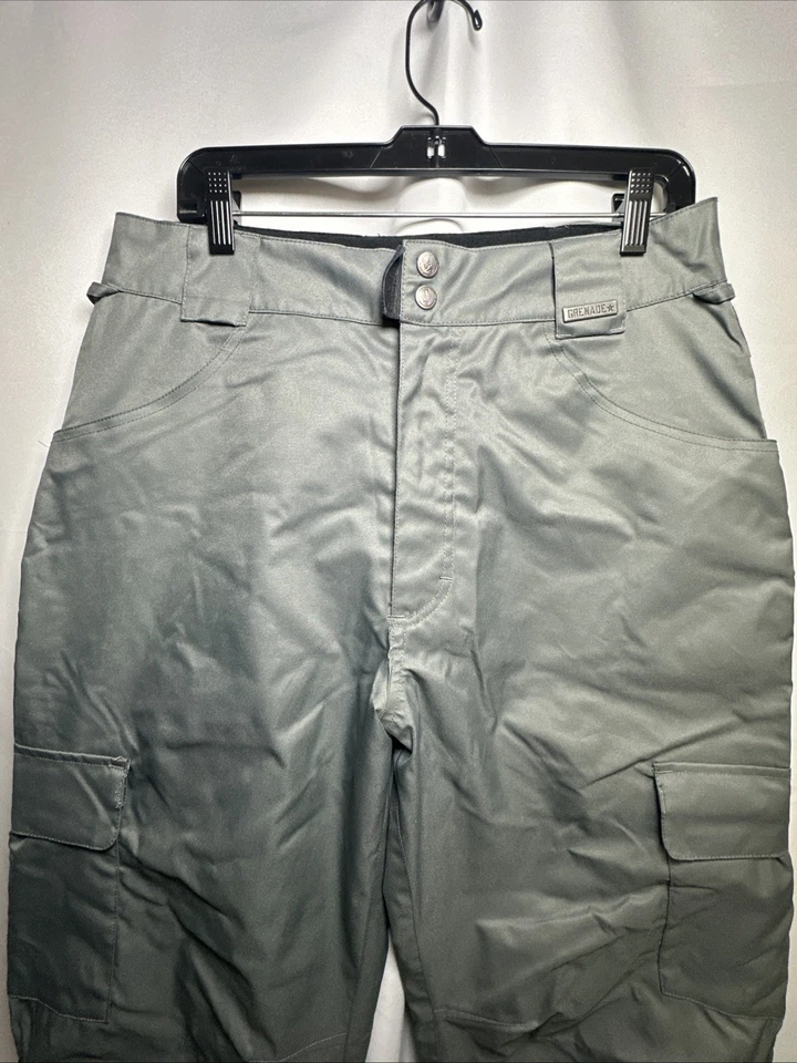 Pantalones de snowboard Grenade Cargo pierna ancha Y2K ropa de calle logotipo de granada gris M #820 Foto 2 de 4
