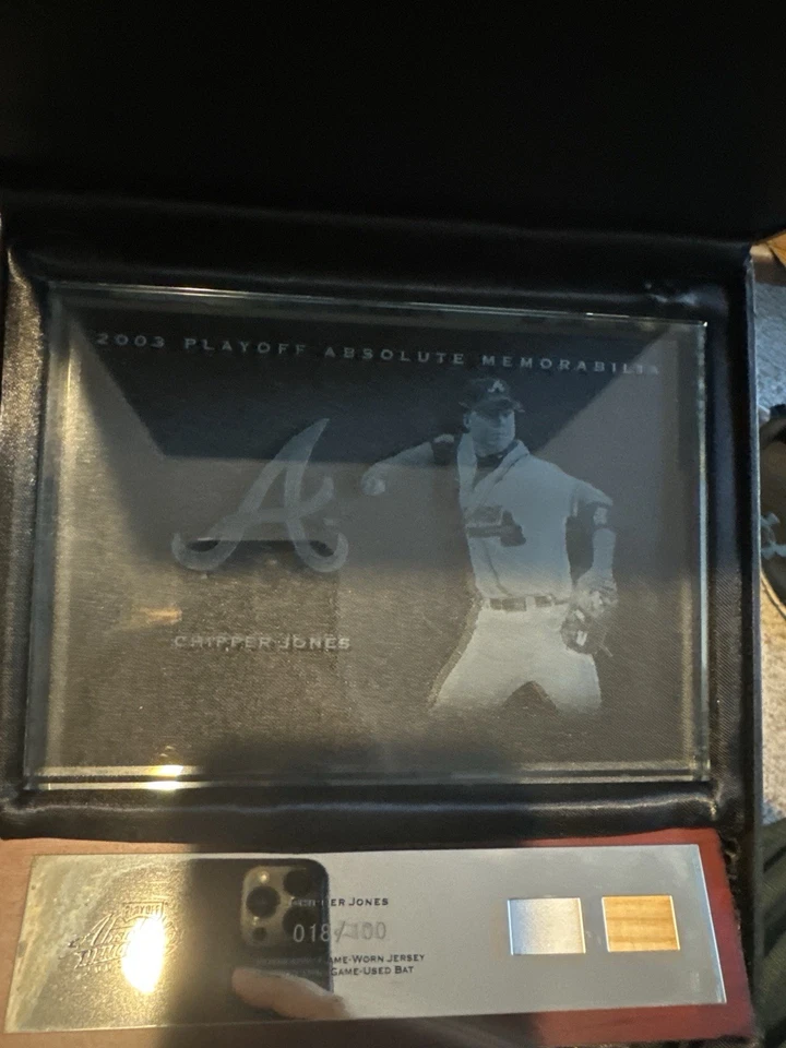 2003 Playoff Absolute Memorabilia Chipper Jones #018/100 Game-Used Jersey & Bat - Image 3 of 4