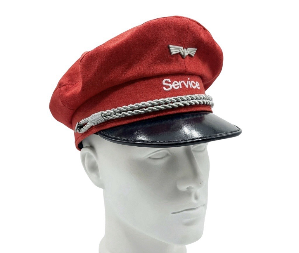 Vintage Red Military / Utility Cap Retro Cosplay Theatre 54cm Small RefG3