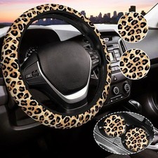 Brown Leopard Print Steering Wheel Cover Universal Auto Steerin Color Bown1