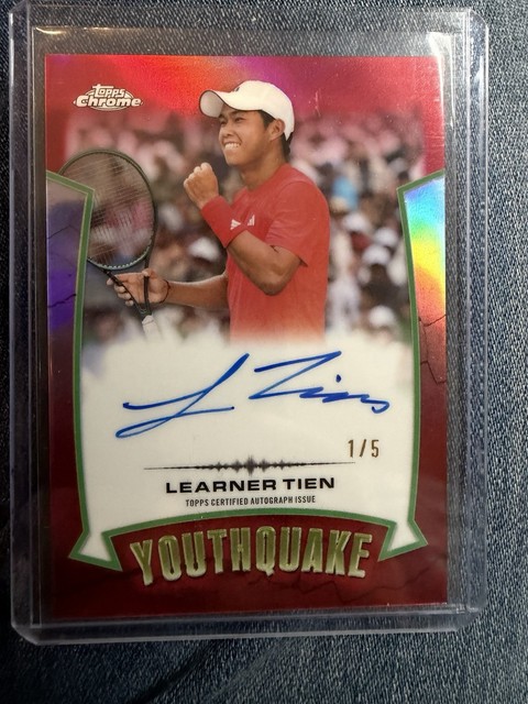 2026 Topps Chrome Tennis Learner Tien True Red /5 On Card Auto Youthquake