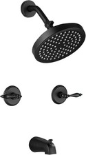 2 Handle Shower Faucet Set, Matte Black Shower Faucet Set 2 Knobs Wall Mounted