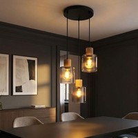 LED HäNgelampe Glas Rauchfarben Pendelleuchte Wohnzimmerlampe 3-Flammig H 120 Cm