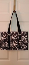 Thirty-One Organizing Utility Tote B/W Floral, Open Top 15"w x10"h x 5"d