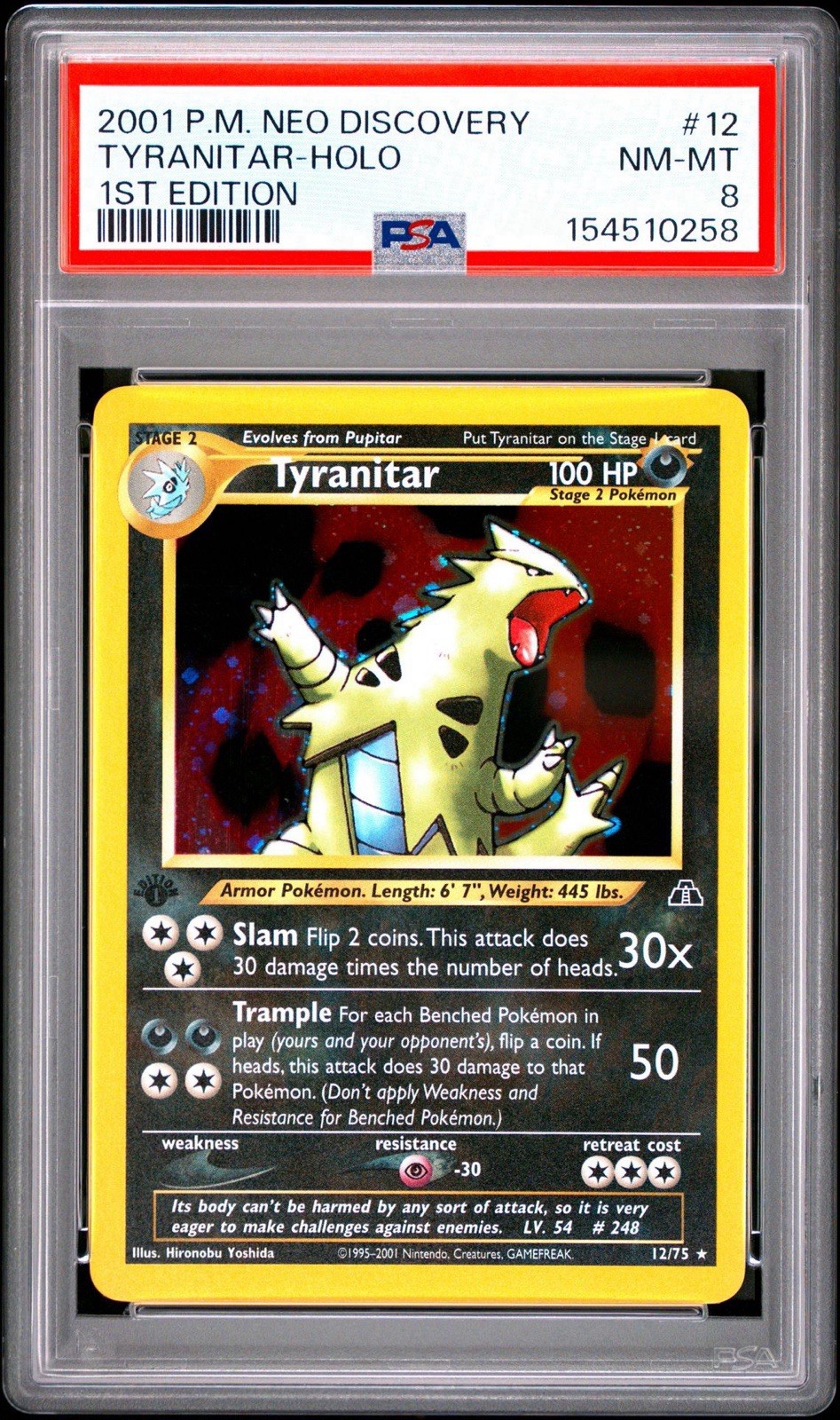 POKEMON TYRANITAR 2001 NEO DISCOVERY 1ST EDITION #12 HOLO PSA 8 NEW CERT