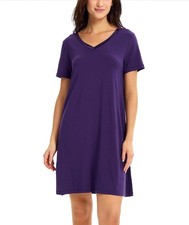 Womens Bamboo Viscose Nightgown Silky Soft Lightweight Short Sleeve Sleepwear