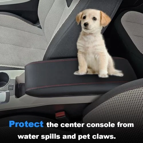 Center Console Armrest Cover for Chevy Equinox/GMC Terrain 2010-2017 Black Red - Image 2 of 4