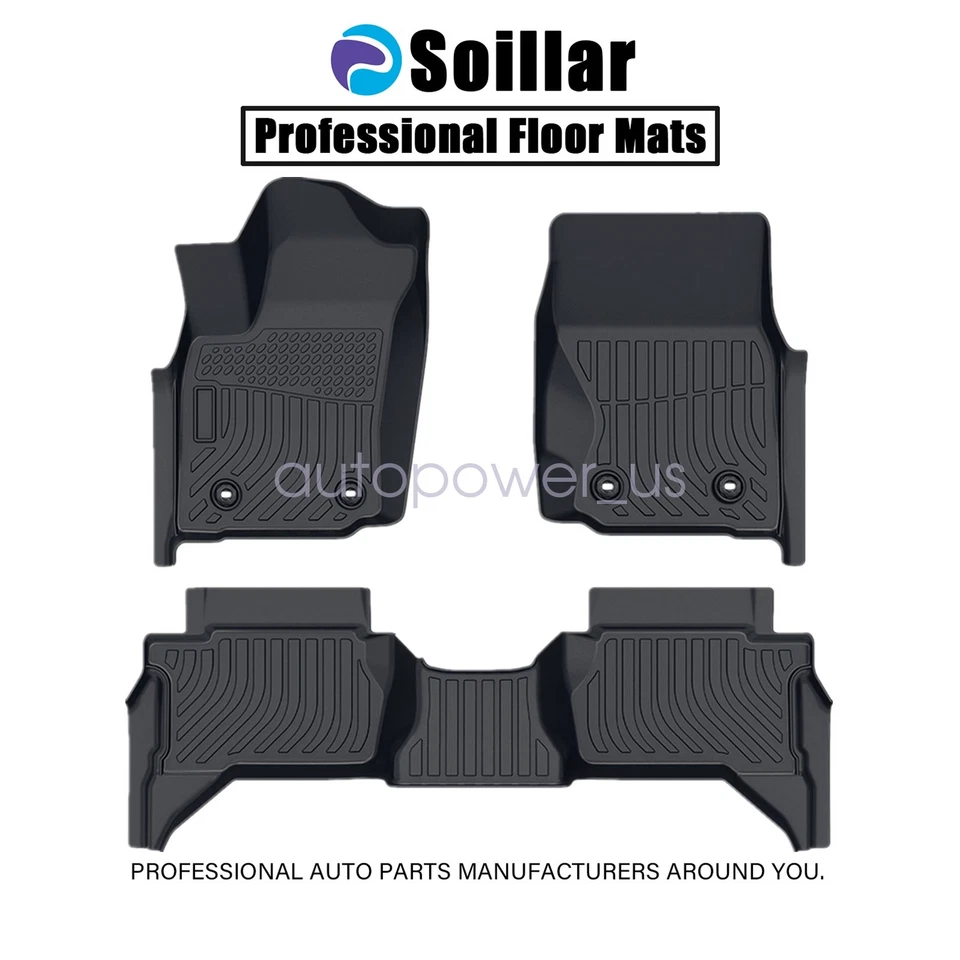For 2024-2026 Toyota Tacoma Double Cab TPE All-Weather Floor Mats Liners 3Pcs - Imagem 2 de 4