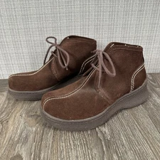 Lower East Side Chunky Platform Suede Boots Womens Size 7 Brown Chukka VTG Y2K
