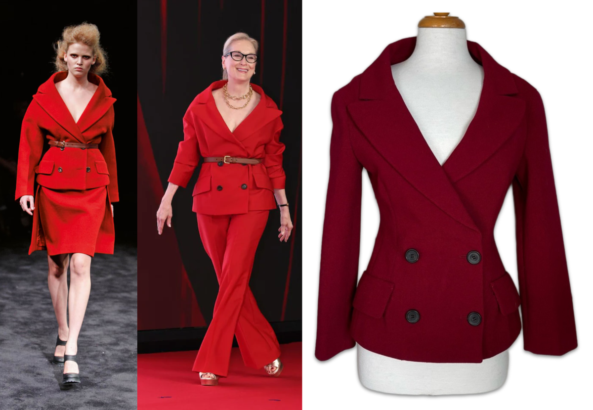 Vintage Prada Fall 2009 Red Hourglass Blazer 38 Devil Wears Prada