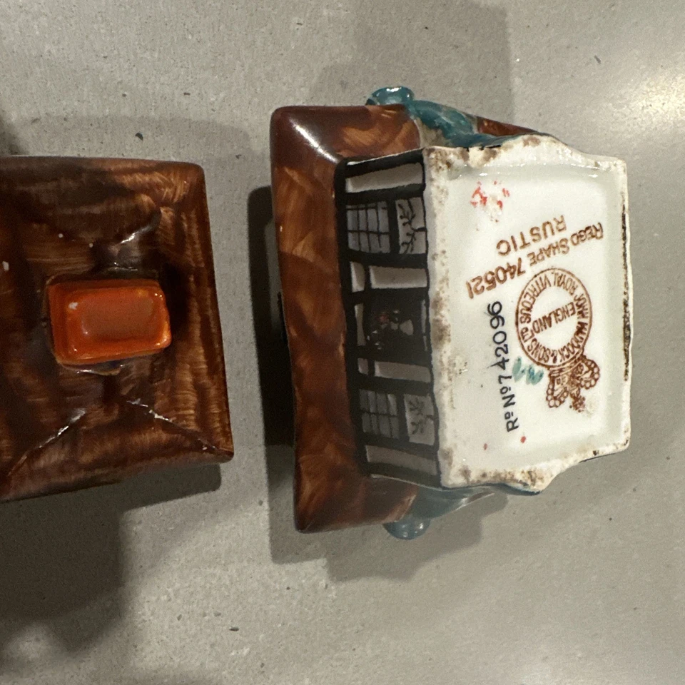 John Haddock & Sons Vintage Sugar Pot Lidded Jar Rustic Tudor House N740521 - image 4 of 4