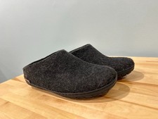 Glerups Slip on Black Wool Slipper With Black Rubber Bottom - EU Size 38
