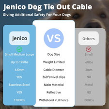 Dog Tie Out Cable: 10ft Dog Leads for Yard Heavy Duty - Reflective Chain Leas...