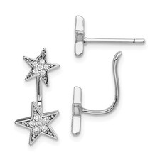 Image of Sterling Silver Rhodium plated CZ Star Front and Back Post Earrings