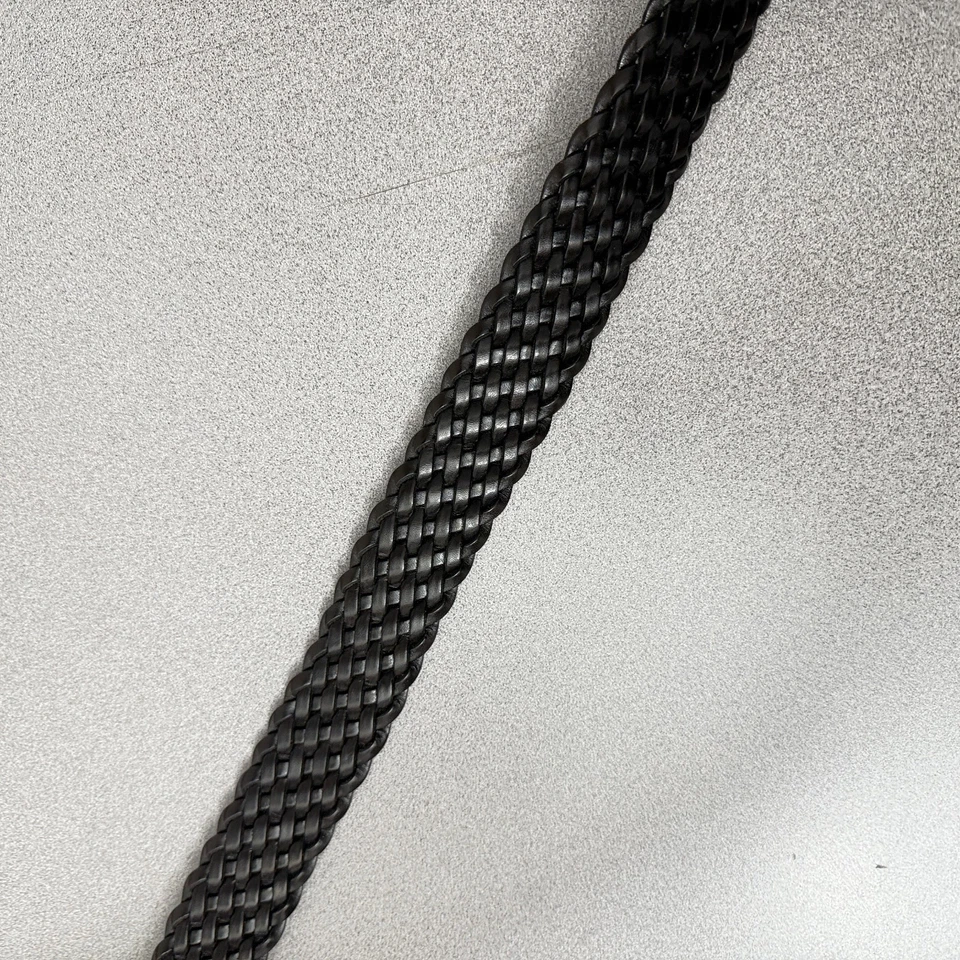 Cinturón de cuero tejido Coach para mujer pequeño negro hebilla de latón trenzado 1,5" Boho 3851 Foto 4 de 4