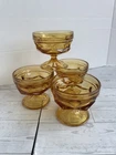 Vintage Anchor Hocking Amber Glass Fairfield Footed Sherbet Dish Goblet Set Of 4