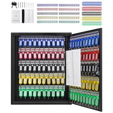 Uimoso 100-Key Cabinet Key Lock Box with Adjustable Racks & Colorful Key Tags