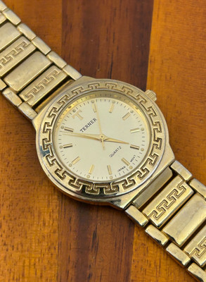Vintage Bijoux Terner Watch Women Gold Tone Quartz Gold Dial 36mm New Battery