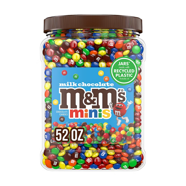 M&M'S Minis Milk Chocolate Candy Bulk Jar, Treats, Resealable, 52 oz.
