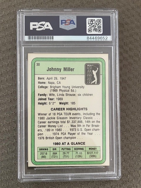 1981 Donruss Golf Johnny Miller PSA/DNA Slabbed RC Rookie Auto HOF PGA Tour #30 view 2