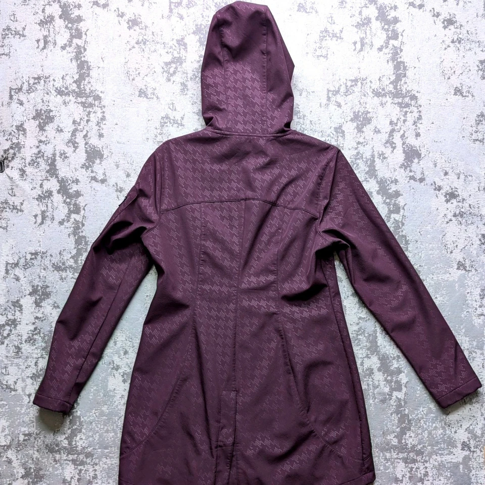 Chaqueta softshell con capucha patrón pata de gallo púrpura Kerrits talla M chaqueta de equitación Foto 2 de 4