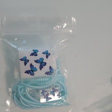 Blue Plastic Butterfly Beads Jewelry Making Set Colorful Glossy Kit