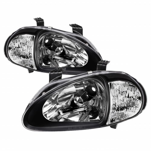 xTune For Honda Del Sol 93-97 Headlights Pair 1Pc Crystal Black