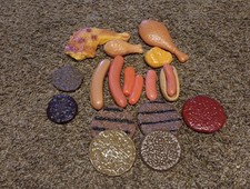 KIDS FAKE PRETEND FOOD CHICKEN BURGERS HOTDOGS PLASTIC PLAY KITCHEN FOOD