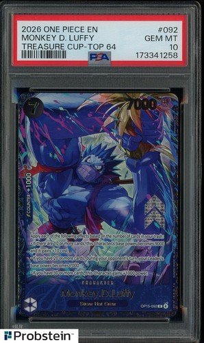 2026 ONE PIECE PROMOS #092 MONKEY D. LUFFY TREASURE CUP-TOP 64 PSA 10