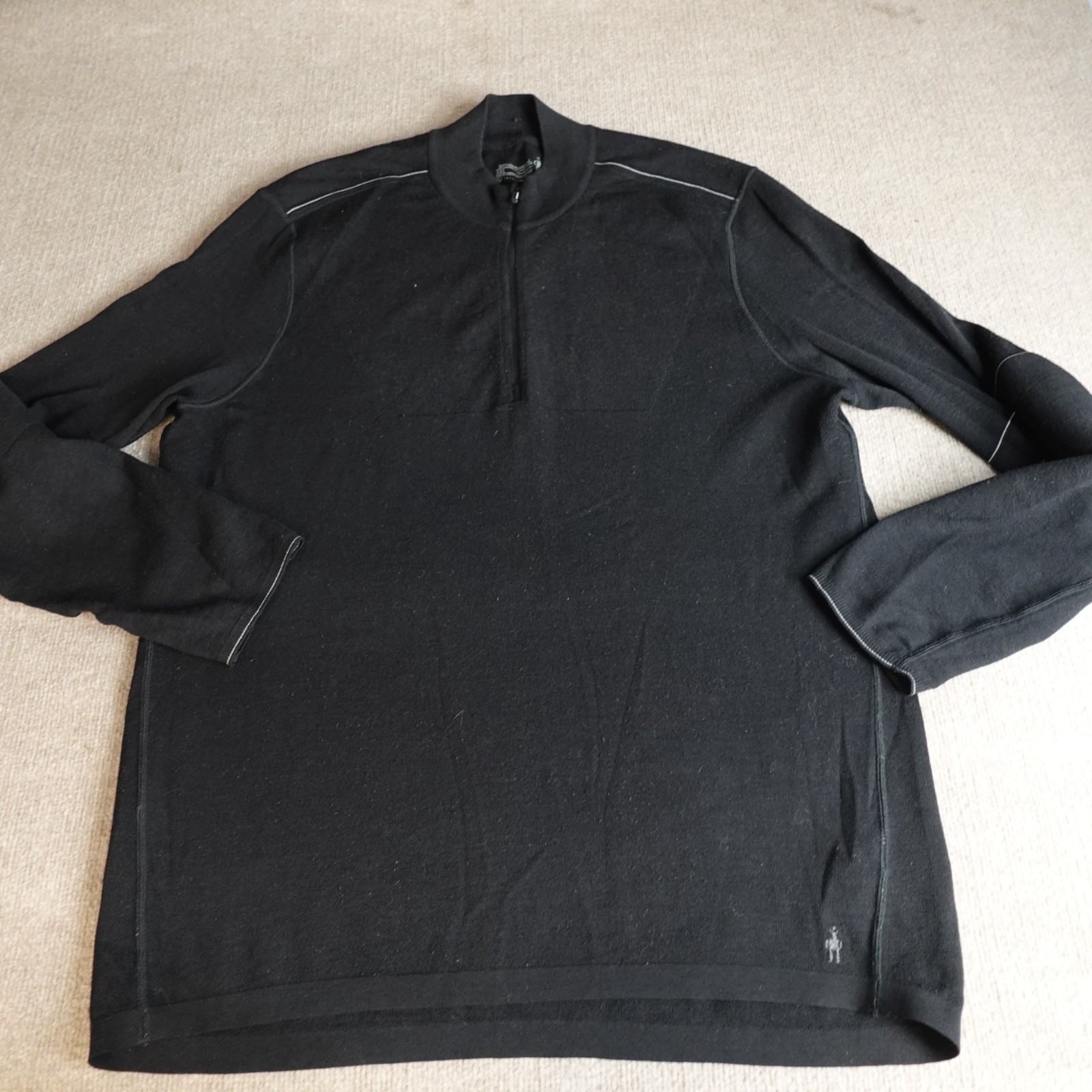 Smartwool Mens Sweater 2XL  Black Solid 1/4 Zip