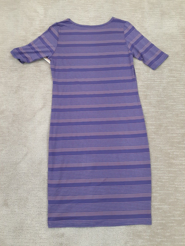 LuLaRoe Dress Womens XL Purple Striped Julia Dress Scoop Neck Short Sleeve NWT - 第 3/8 張圖片