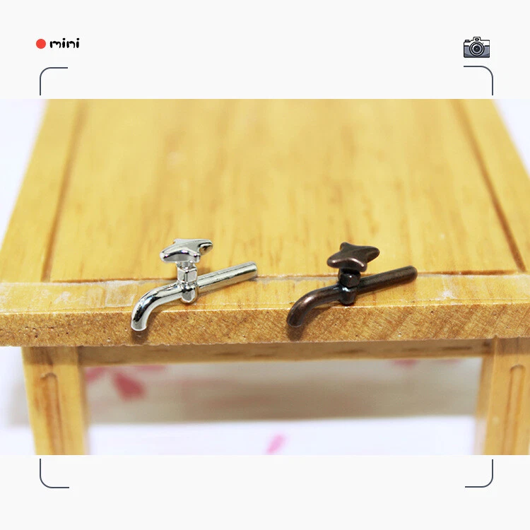4PC 1:12 Scale Dolls House Miniatures Lot Sink Faucet Metal Furniture Accessory - Image 4 of 4