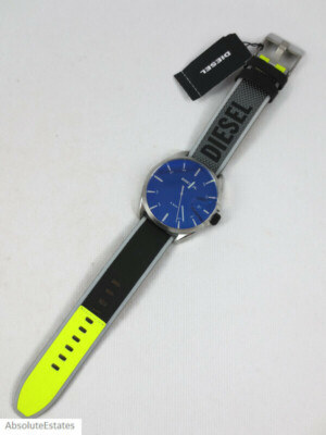 NEW Diesel MS9 Black & Neon Yellow Nylon DZ1902 Large Mens Watch