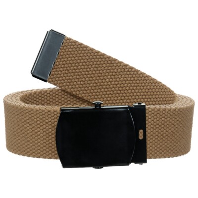 Fabric belt MFH, khaki with black metal buckle, adjustable up to 130 cm