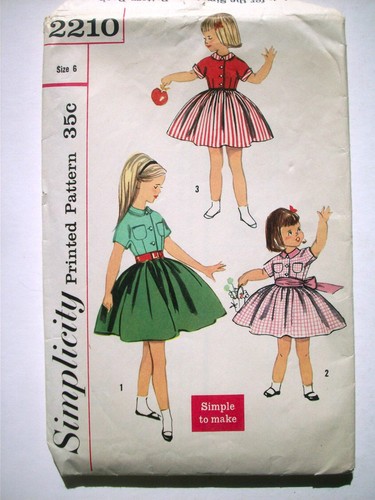 1950's 1960's full skirt sashed dress pattern 2210   size 6