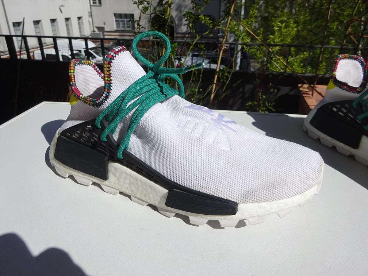 adidas gazelle silver green womens Adidas x Pharrell Williams Men's Hu NMD N.E.R.D Chalk White / Glow Orange /  Clear Mint Low Top Sneakers