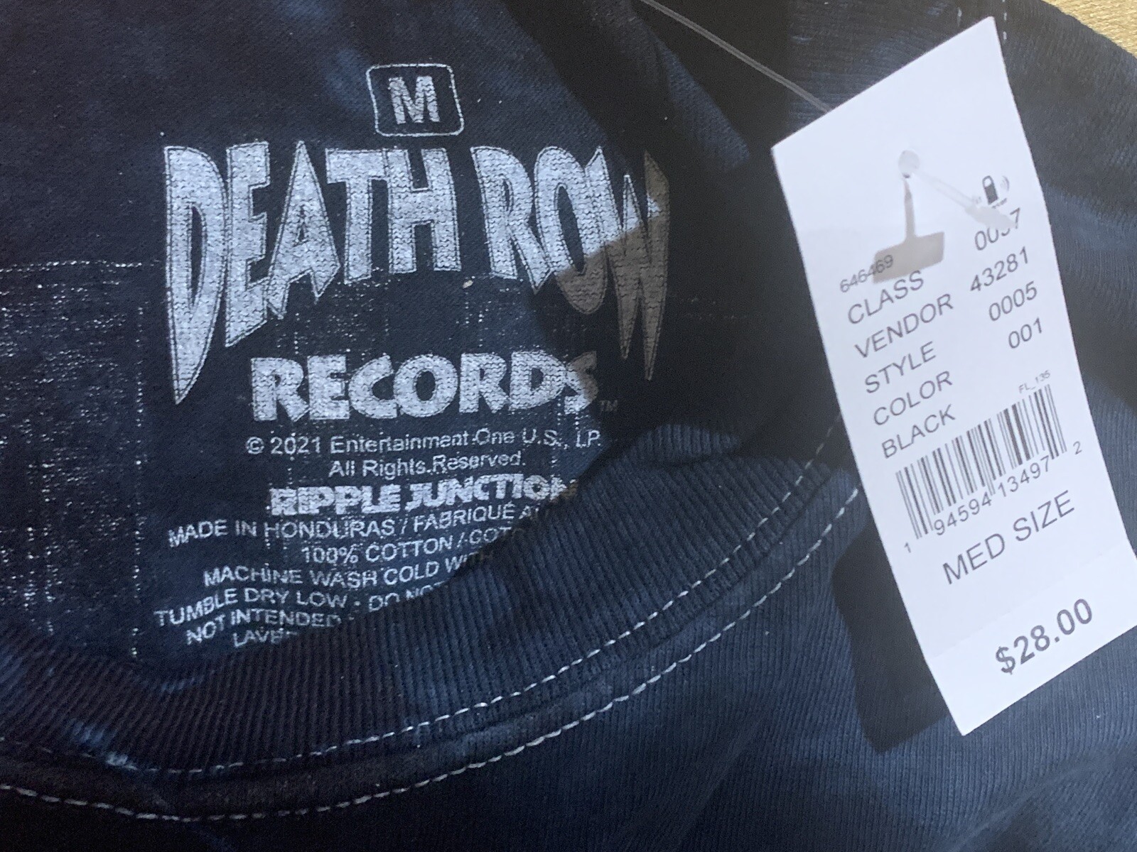 FILA Camicia pantaloncino Death Row Records taglia M blu tie dye Pacsun Sunwear 2Pac Suge nuovo con etichette