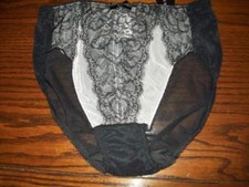 NWT WACOAL RETRO CHIC LACE MESH HI CUT BRIEF PANTIES 841186 BLACK / WHT S