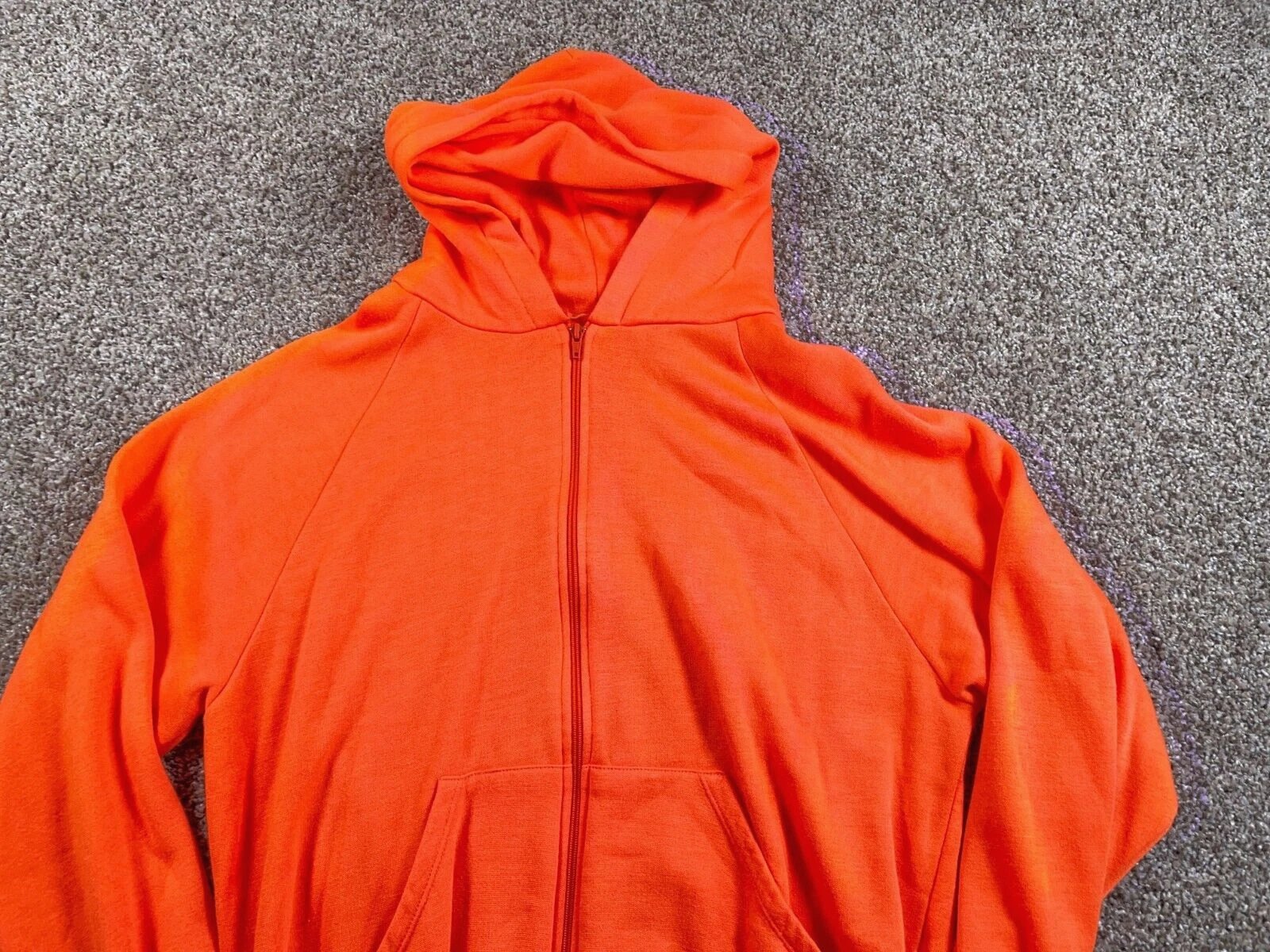 VTG 80s Duck Bay Zip Up Hoodie Adult Large Blaze Orange Scovill Sweatshirt
