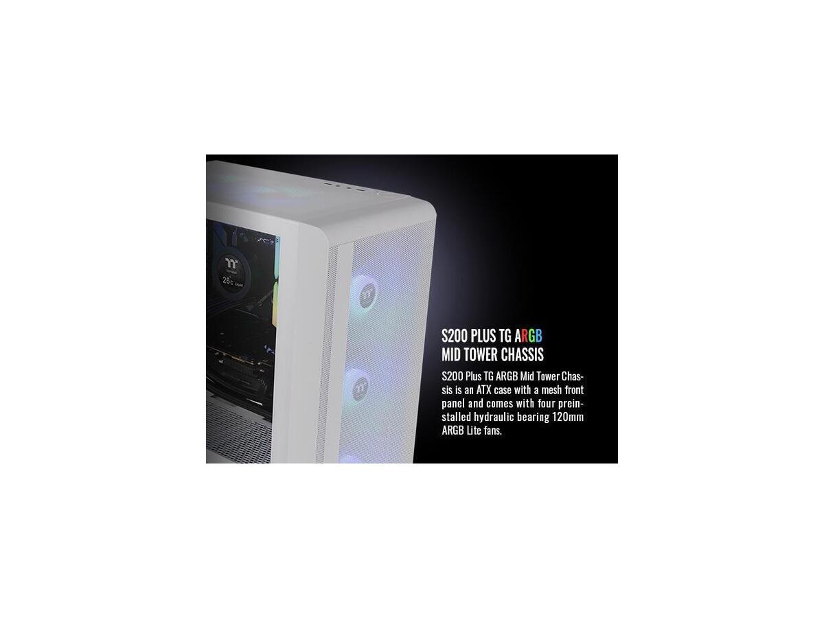 Thermaltake S200 TG ARGB Snow ATX Tempered Glass Mid Tower Thermaltake S200 TG ARGB Snow ATX Tempered Glass Mid Tower