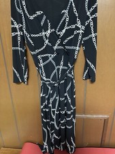 Ann Taylor Factory Dress Women’s Size Medium Black Chain-link 3/4 Sleeves V-Neck