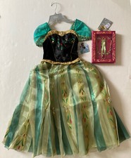 NWT Disney Store Frozen Sz 7/8 Anna Deluxe Green Costume Dress Jewelry Set