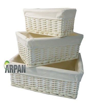 Hamper Aufbewahrungskorb weißes Korb Geschenk mit weißem Futter - klein, mittel/groß