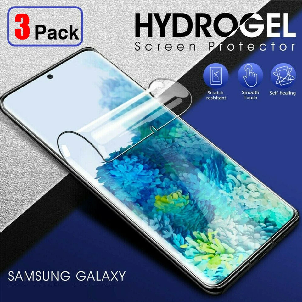 Pacote com 3 Protetores de Tela HYDROGEL para Samsung Galaxy S8-S25 Plus Ultra Note 8-20 - Imagem 2 de 4