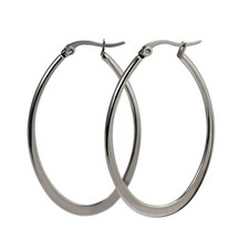 Sleek Surgical Stainless Steel Flat Oval Hoop Earrings For Fashion Women Jewelry