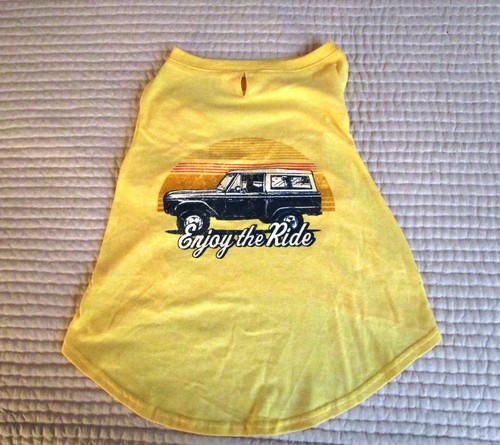 Reddy Yellow Color Enjoy the Ride Dog Graphic T-Shirt, Large