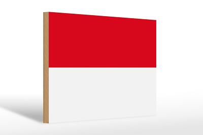Holzschild Flagge Monacos 30x20 cm Flag of Monaco Deko Schild wooden sign