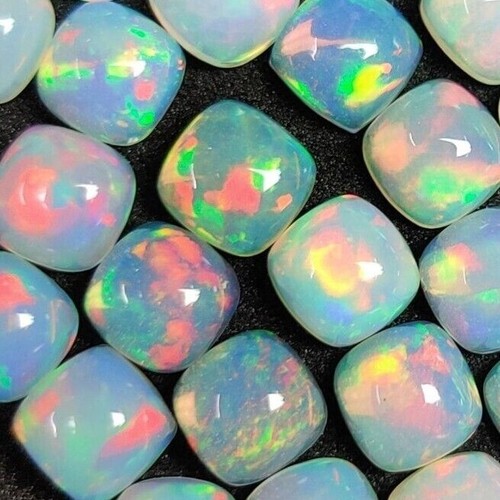 Fire Quality Natural Opal Gemstone, Cushion Shape Cabochon Gemstone Lot. - Picture 4 of 8