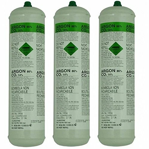 DYNATEX 3 X Argon CO2 Disposable Welder Gas Bottle 60 L Litre For Gas Gasless Mig Weld